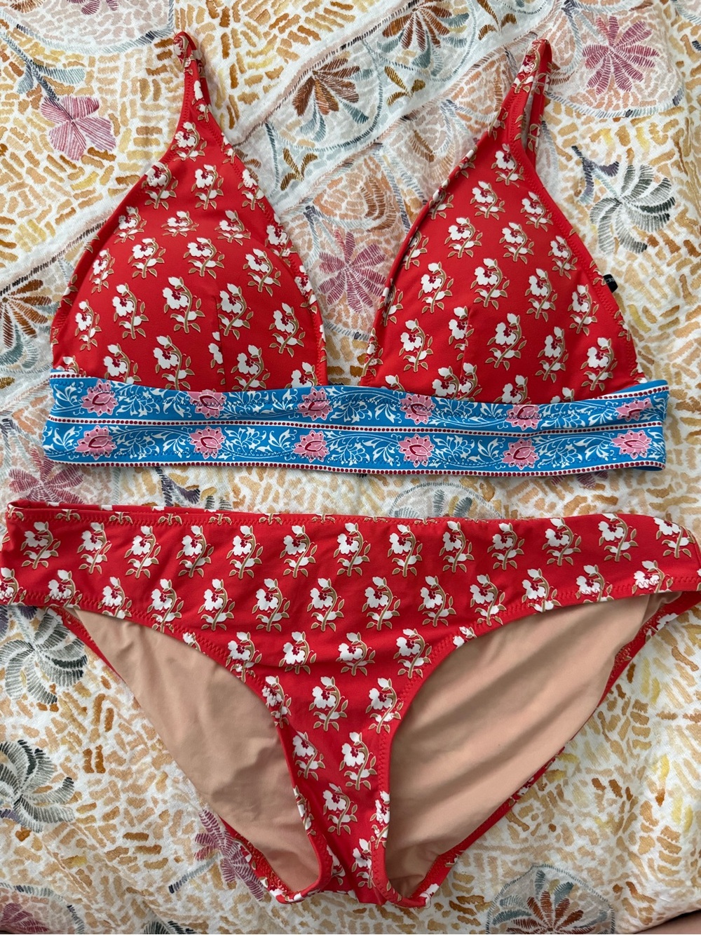 J.Crew Two-Piece Color Block Bikini with Blue Trim